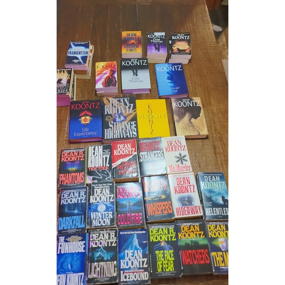 Lot of 36 Dean Koontz books in mixed hardcover and paperback formats.DETAILS: